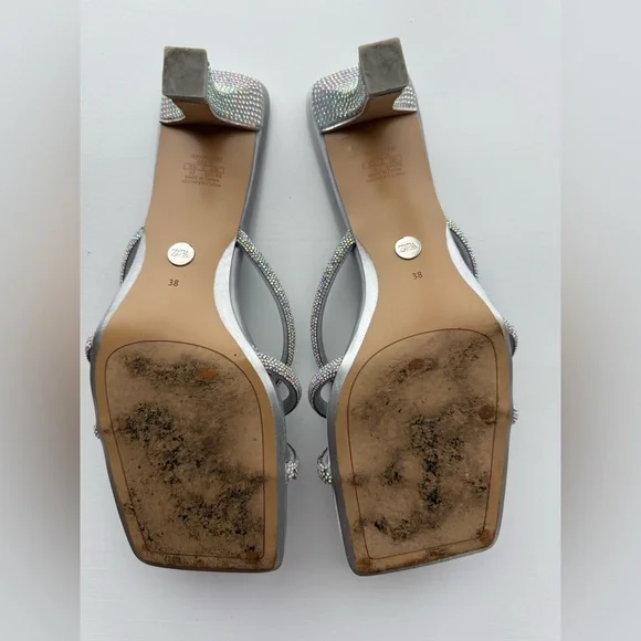 ZARA Iridescent Kitten Heel Sandals - Picture 7 of 8